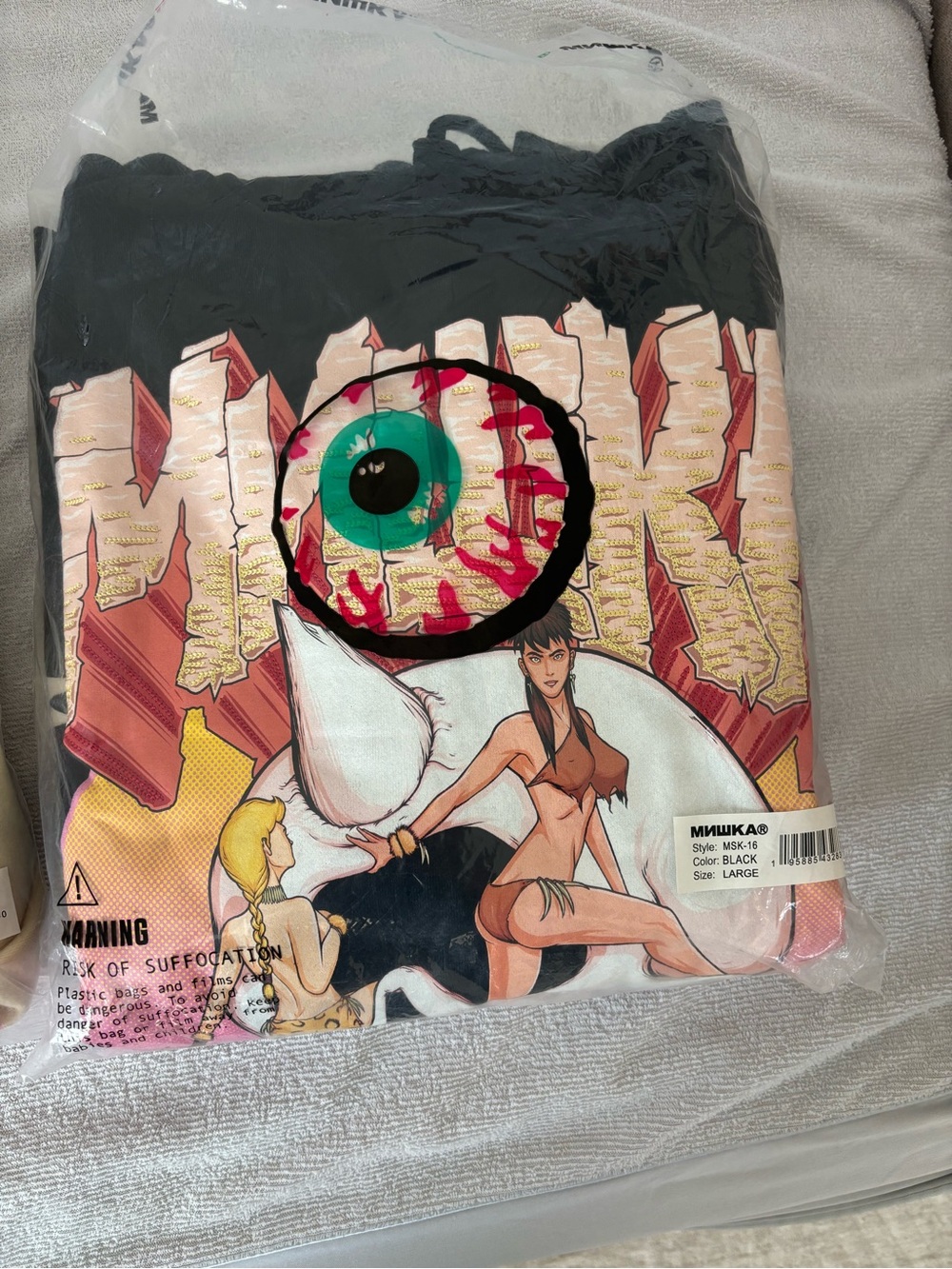 Mishka Black Graphic Men’s Hoodie - Eye & Comic Print
